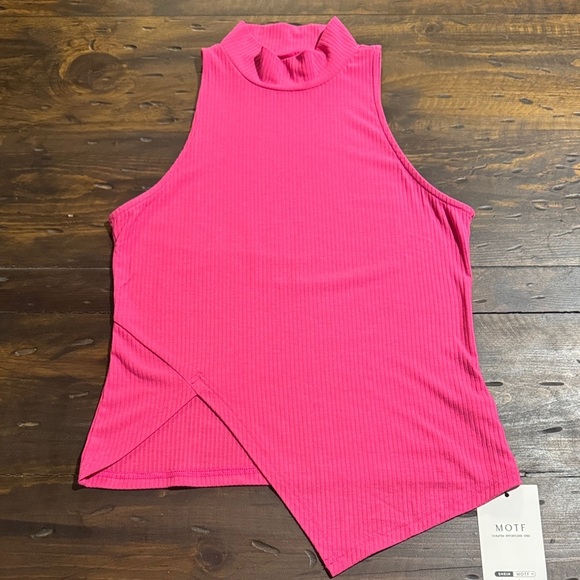 MOTF Tops - MOTF Women's Vibrant Pink Turtleneck Tank Top